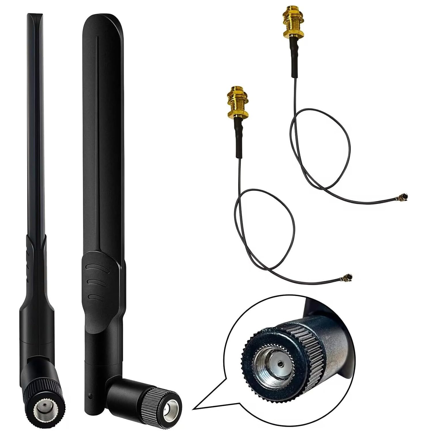 2 Antenne WiFi RP-SMA 8dBi, Dual Band 2,4/5/5,8GHz con Cavo MHF4 – Compatibili con Schede di Rete M.2 NGFF, e Adattatori WiFi