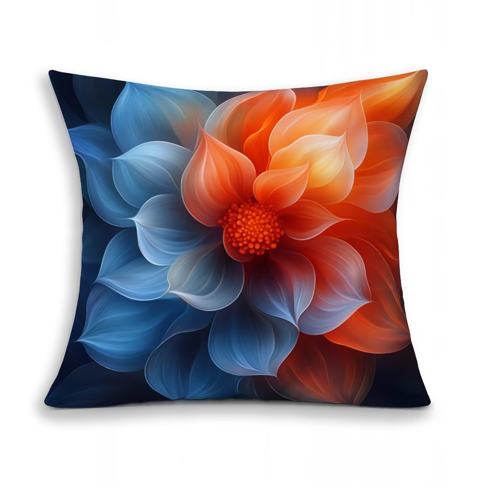 Poszewka na poduszkę kwiatowa, prosta poszewka na poduszkę na sofę 50 x 50 cm, zestaw 4 sztuk, kwadratowa poszewka na poduszkę, miękka poszewka na poduszkę z niewidocznym zamkiem błyskawicznym, na