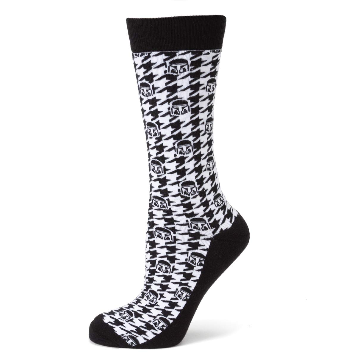 Star Wars The Mandalorian Helmet Black and White Houndstooth Socks, One size fits most (up to men's size 12), Officially Licensed by Lucasfilm LTD.