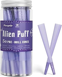 Kingsizeslim 109MM Purple Cones 50 Pack Alien Puff Pre Rolled Cones mit Spitzen & Packschläuchen enthalten Langsam brennen...