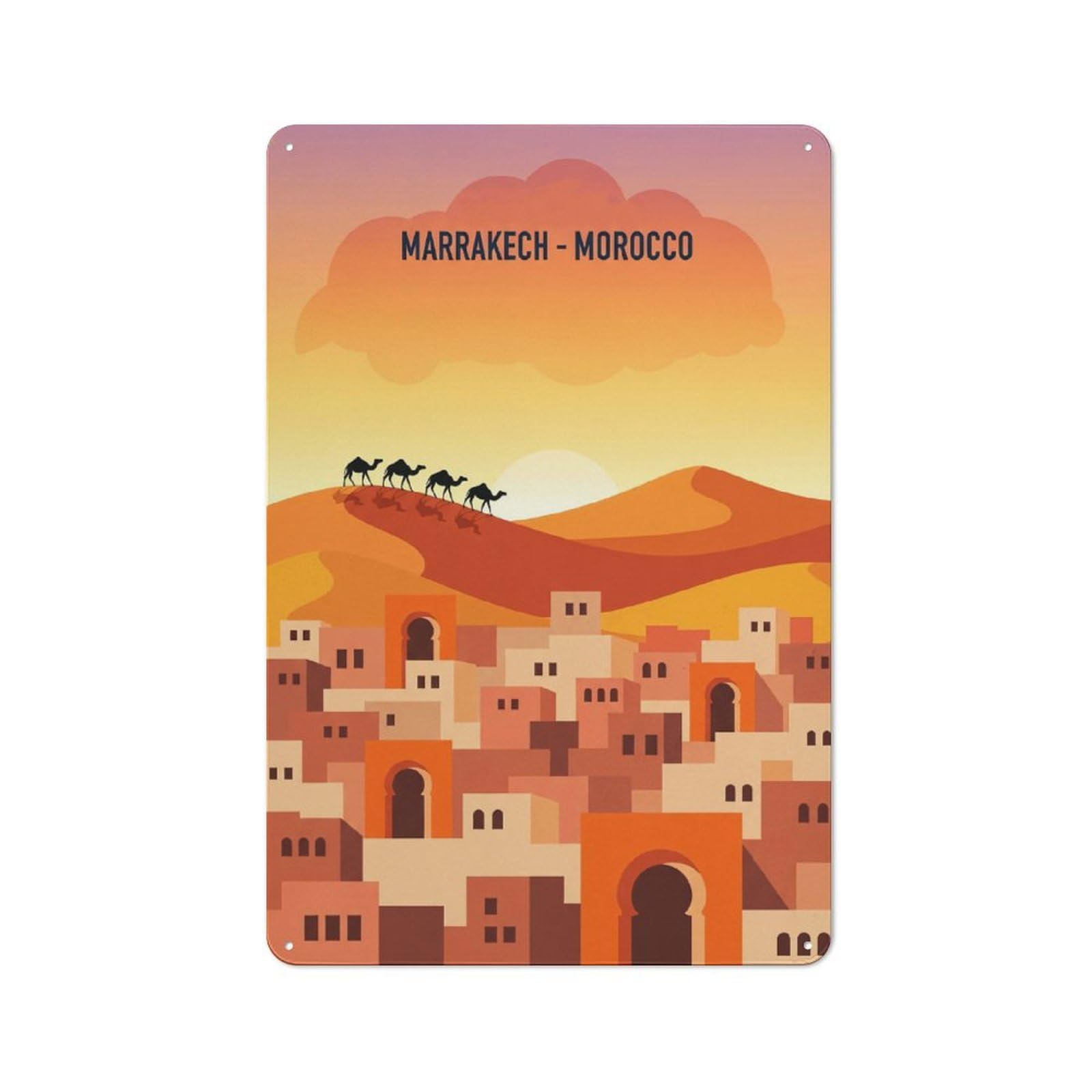 Junmoney Style-18 Marrakech, Morocco Travel (5) Cafe Metal Sign 30X20cm, Bistro Style Bistro Wall Plaque For Coffee Bar, Small Shop Or Dining Room