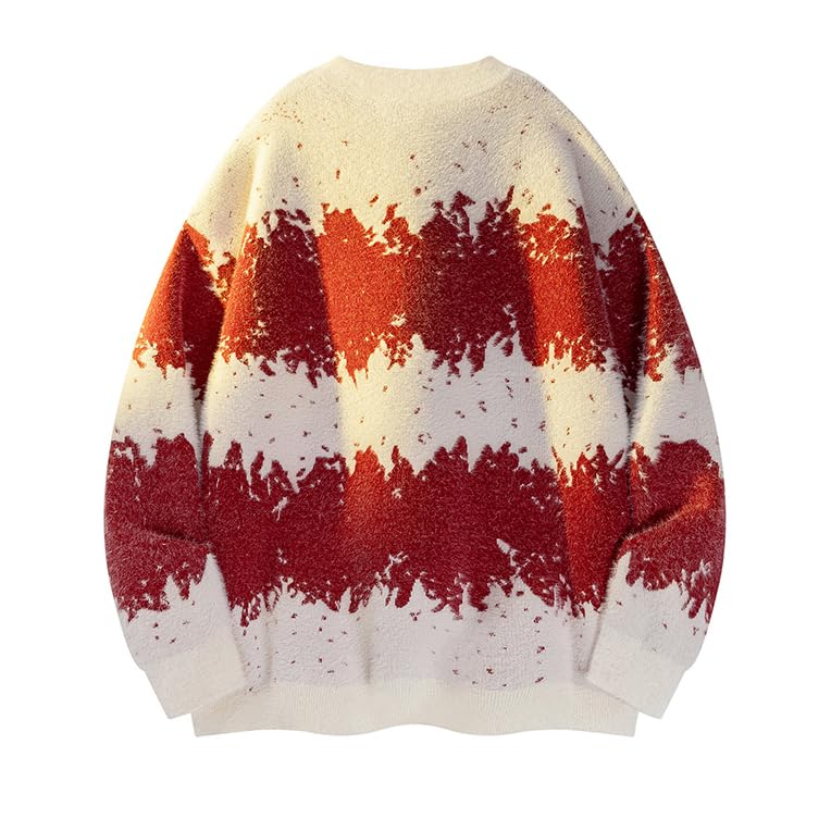 Teen Knitted Sweater, Multi - Color Splash - Ink Pattern Polyester Comfortable Sweater2