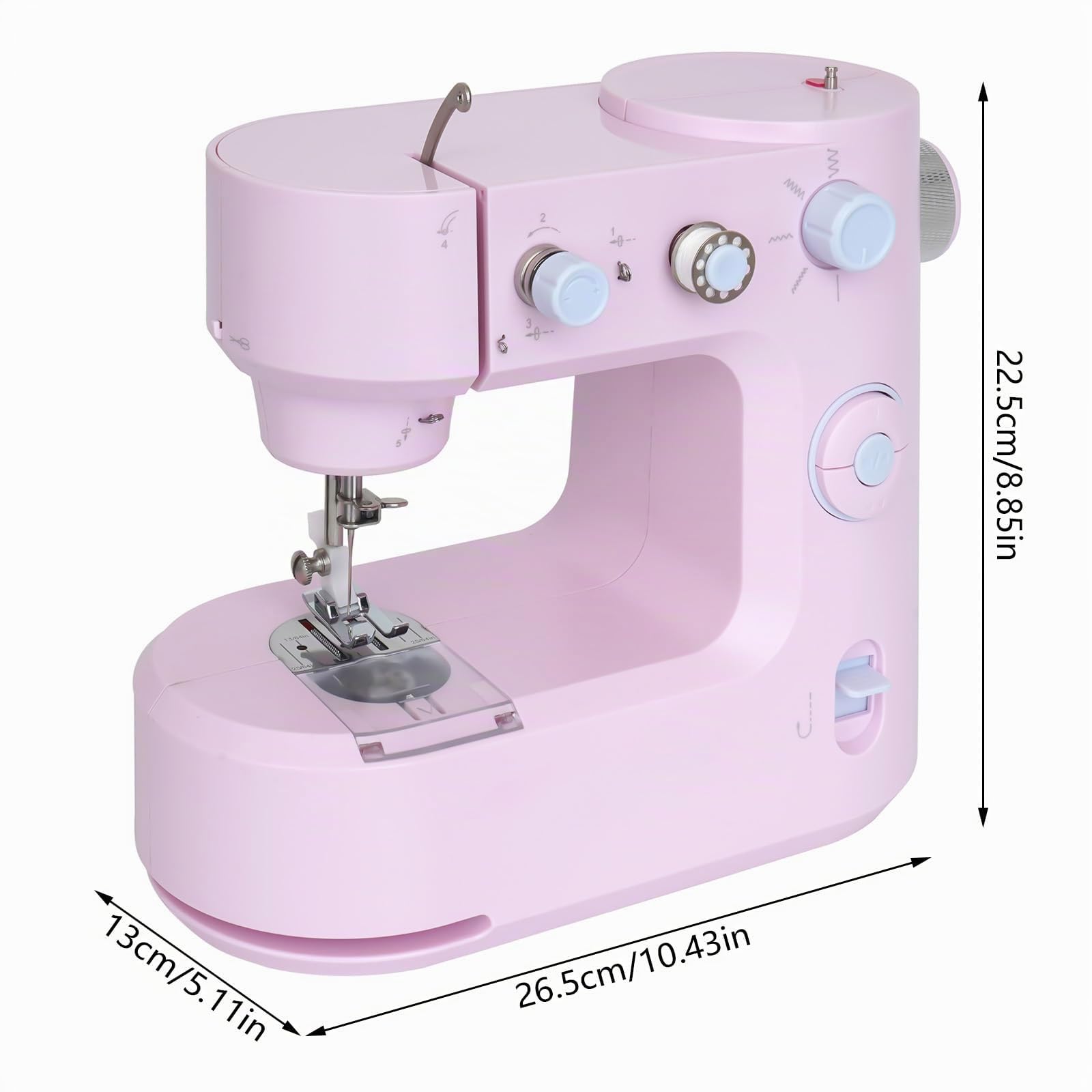 Máquina de coser Máquina de coser para principiantes eléctrica máquina portátil de dos modos pequeñas máquinas de coser con iluminación LED,Adecuado para el hogar, fábrica o tienda(rosa)
