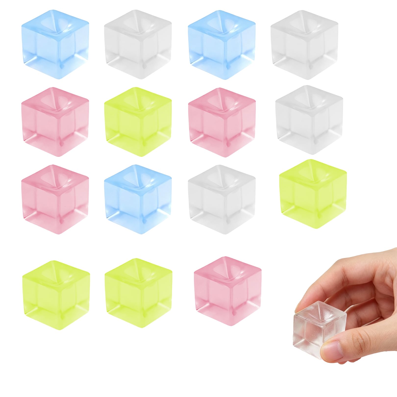 15 Pack Squishy Cube,Mini Ice Cube Squishy Fidget for Adults Stress Relief