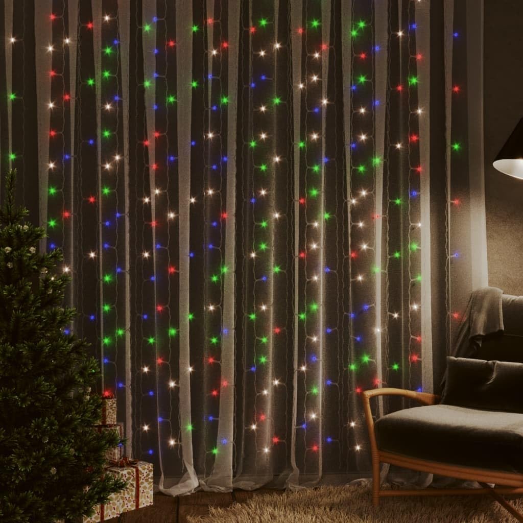 Rideau lumineux LED 3 x 3 m 300 LED coloré 8 fonctions