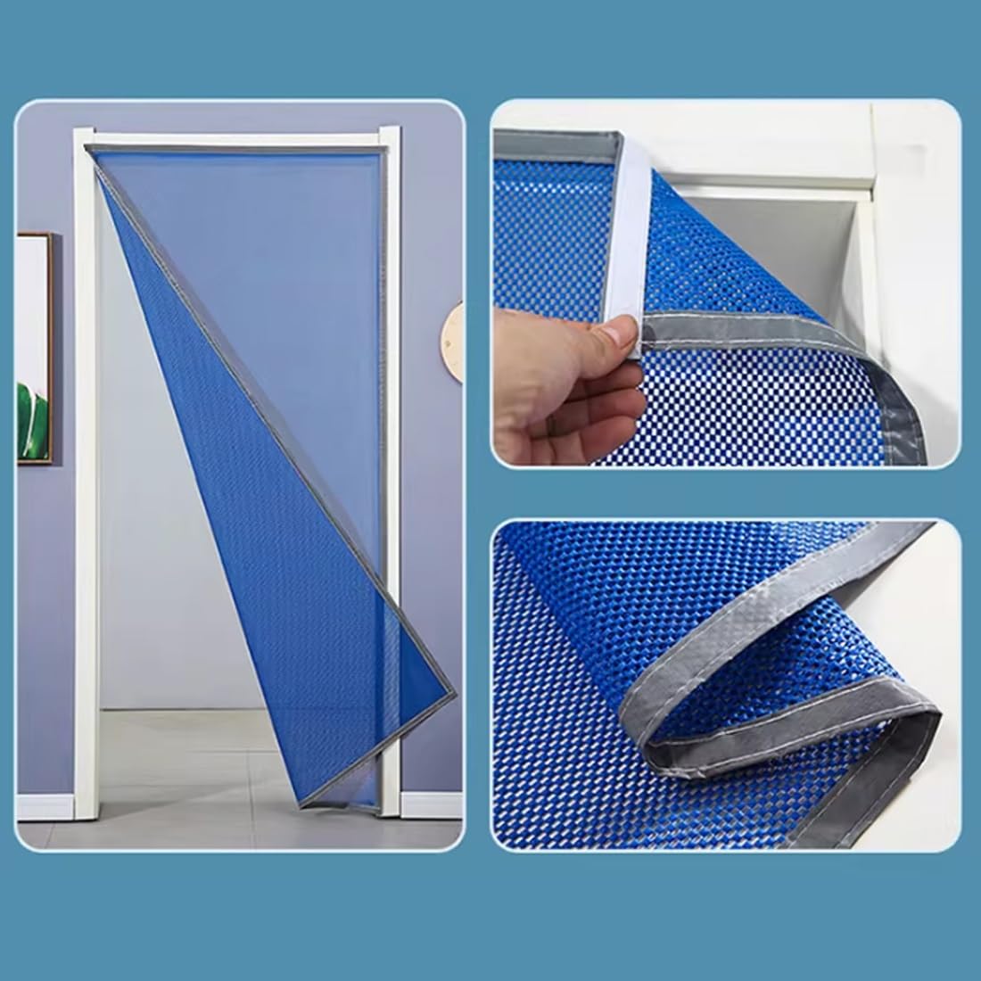 Mosquitera de apertura lateral gris para puertas, pantalla de 100 x 230 cm para mascotas, hogares, almacenes, granjas y patios, y barrera para moscas fácil de instalar