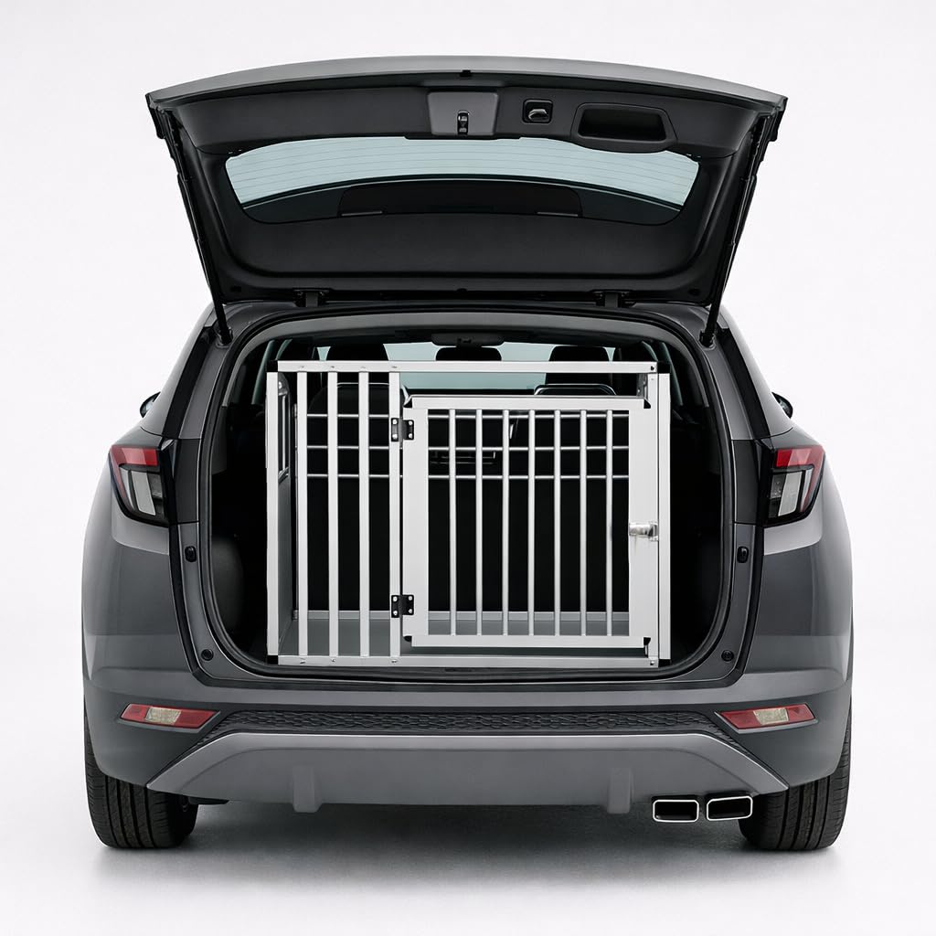 NK Dog Car Carrier – Dog Cage with Door and Lock, Lightweight and Durable, Compact Design, Quick and Simple Assembly, Easy to Clean, Spacious and Comfortable, Size L (92 × 65 × 66 cm)