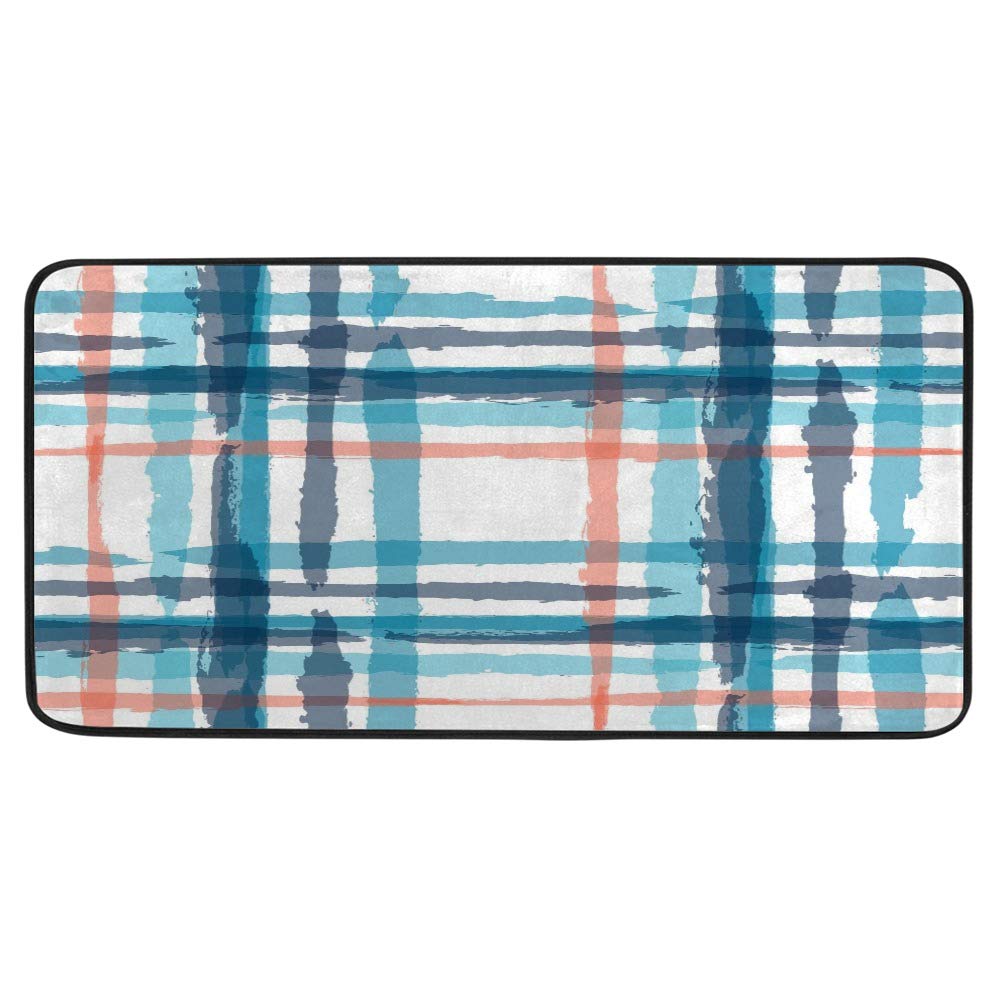 Juego de alfombrillas de cocina de tartán con acolchado ergonómico premium