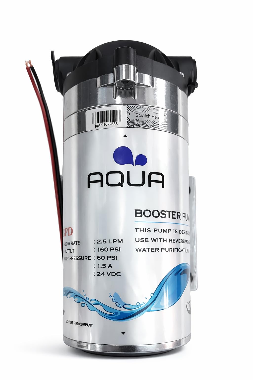 Aqua RO Booster Pump, 150 GPD, 24 VDC, 60 PSI Working Pressure, 160 PSI Max Pressure, 2.5 LPM Open Flow, 1.5A-image-38