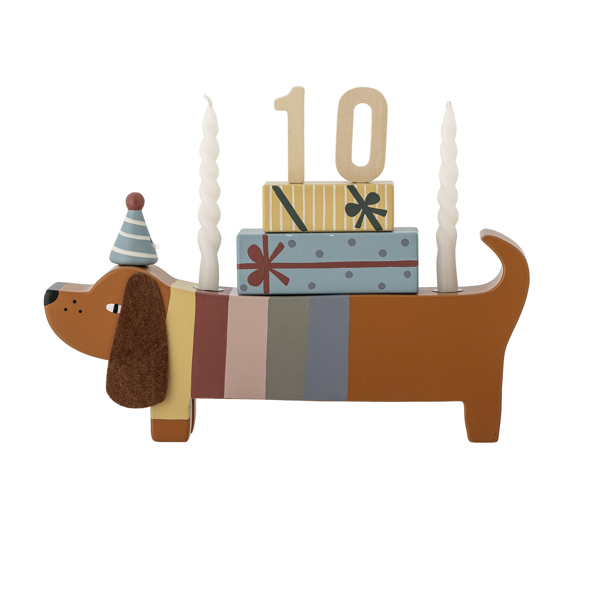 Bloomingville Mini Charlie Decorazione di compleanno in legno FSC per compleanni per bambini con spazio per 2 candele treno di compleanno