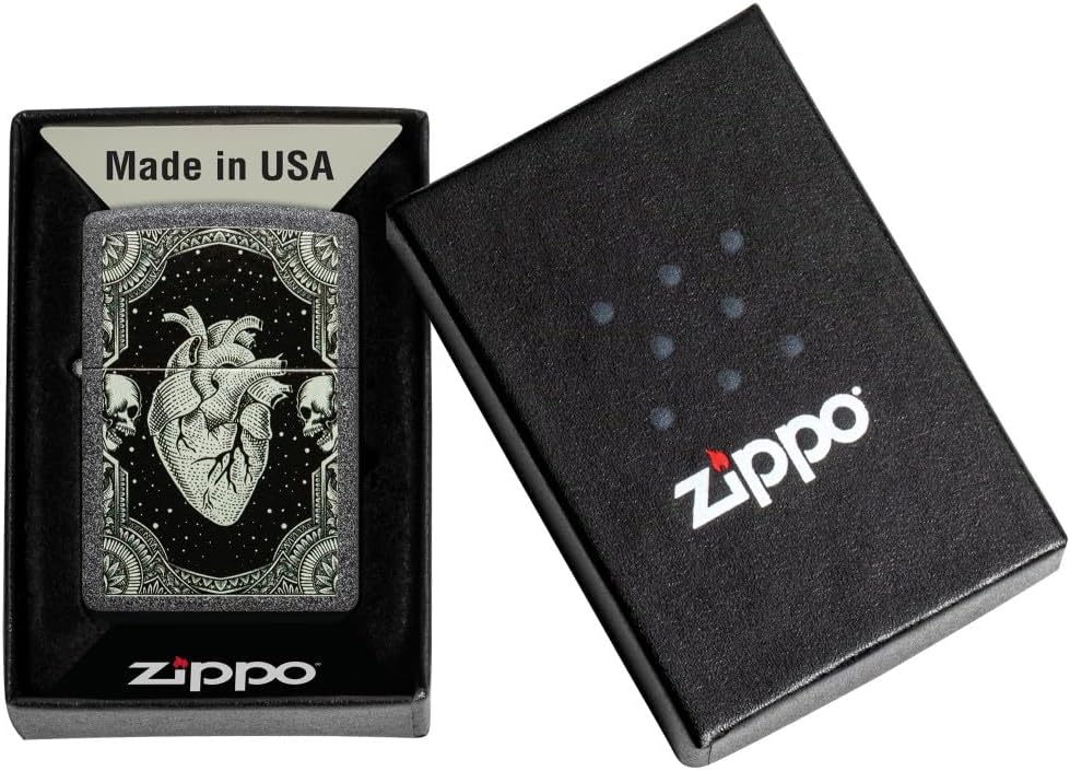 Zippo Heart Design Iron Stone Pocket Lighter