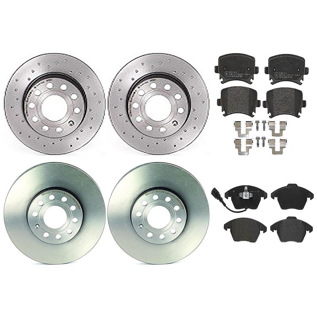 Rotor and Brake Pad kit - Front Brake Pad and Rotor Kit 6Piece Replaces 1K0615601AC 1K0615601AJ Compatible with Volkswagen Jetta 2005-2010 Compatible with Volkswagen Rabbit 2006-2009
