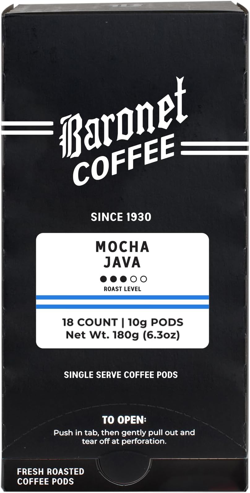 Pods [Mocha Java-54 Pods] Flavored Single Cup Use, Like Senseo, [3 Boxes of 18 Single Serve 10 Gram] Regular Strength, Medium Roast [Mocha Java]