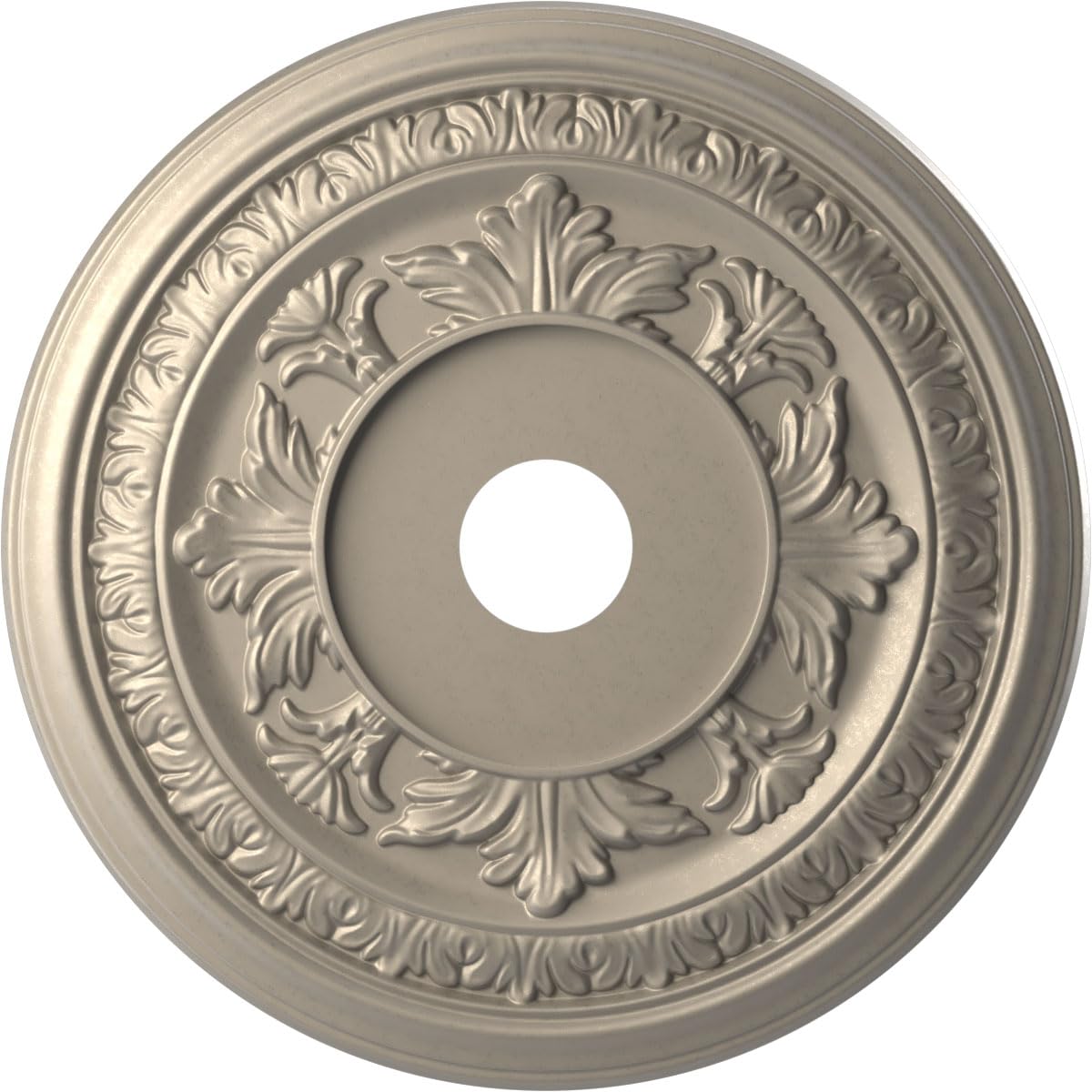 Ekena Millwork CMP22BACSV Baltimore Thermoformed PVC Ceiling Medallion (Fits Canopies up to 7 3/4"), 22"OD x 3 1/2"ID x 1"P, Metallic Silver Metallic