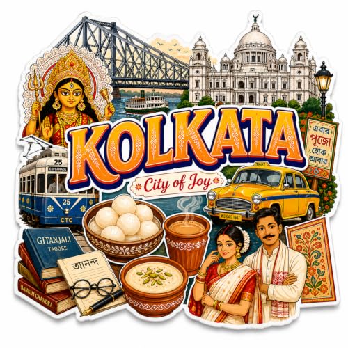 Image of Zesta Wooden Fridge Magnets Set | Refrigerator Decor Magnets for Kitchen | India Souvenir Fridge Magnet Collection | Wooden Magnet for Fridge Door Decoration (Kolkata)