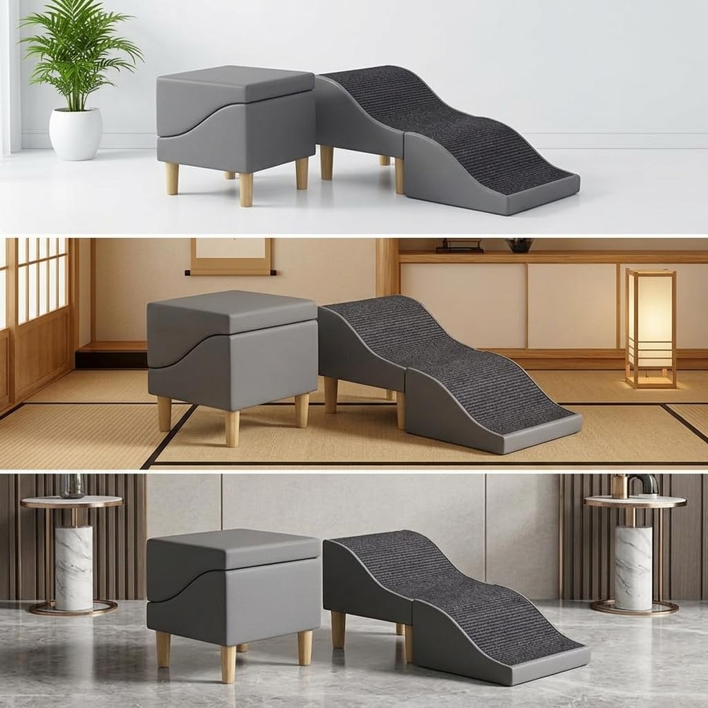 Rampa per con Superficie Morbida Struttura Stabile con Supporto Sicuro Design Pieghevole per Risparmio Spazio Adatta per Divano Letto E Utilizzo in, Grigio scuro, Onda