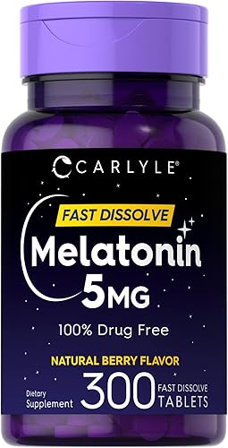 Carlyle Melatonina 5 mg de disolución rápida 300 tabletas | Sabor a bayas | Suplemento vegetariano, sin OMG