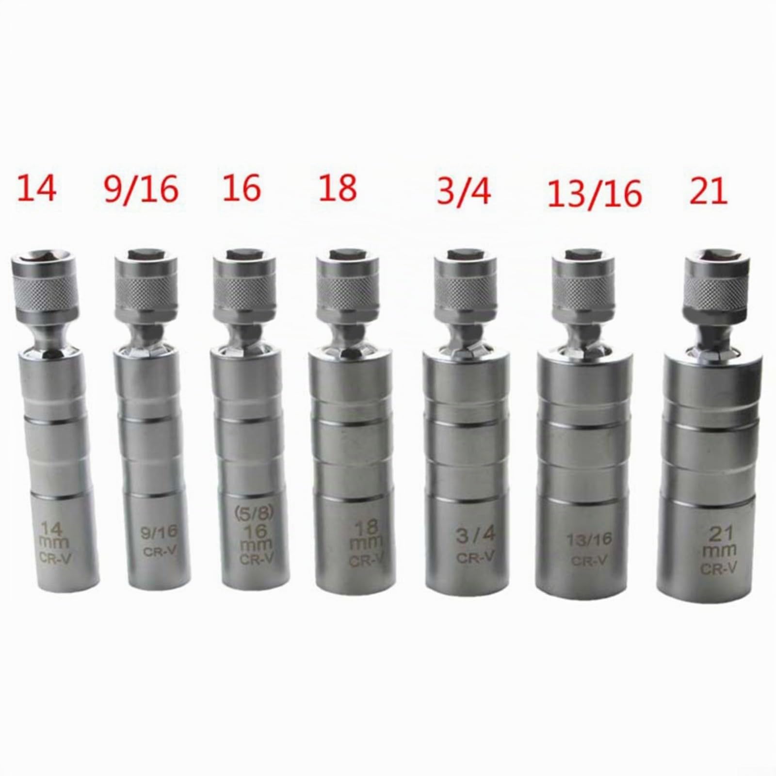 7 Stück Zündkerzenschlüssel Satz,3/8" Zündkerzenstecker-Set Magnetische Steckschlüssel Kombiwerkzeug