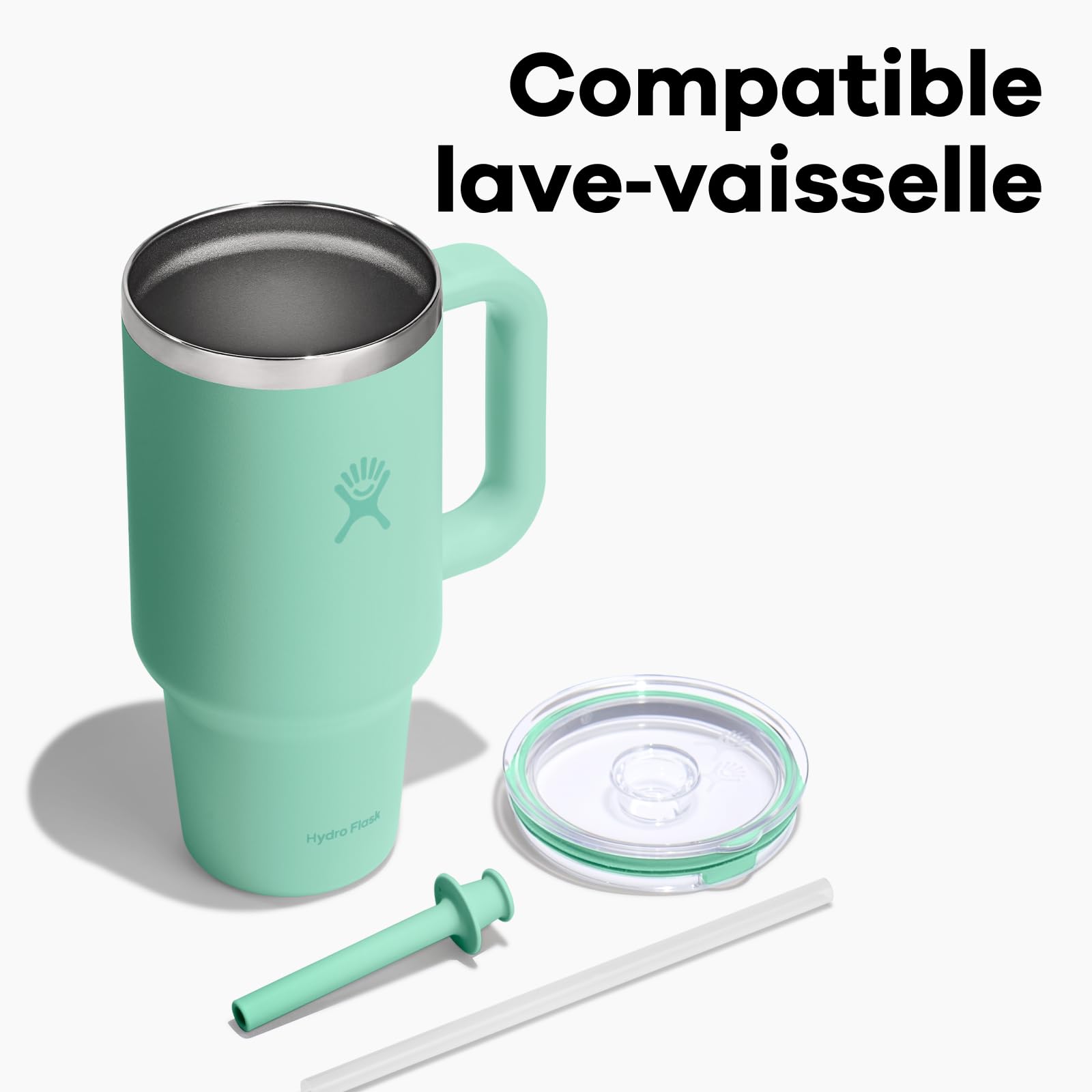 Hydro Flask – Travel Tumbler 946 ml (32 oz) Avec couvercle à paille transparent à pression – Acier inoxydable – Isolation sous vide double paroi – Résistant aux éclaboussures – Harbor Blue