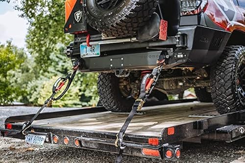 9' X 2" Shockstrap (2 Pk), Ratchet Tie-Down Strap With Built-In Shock Absorbing Bungees, 2" Wide Black Polyester, Over-Sized Double Wire Hooks, 6000Lb Break Strength, Safety Strap, Axle Strap, Softtie #TOP5