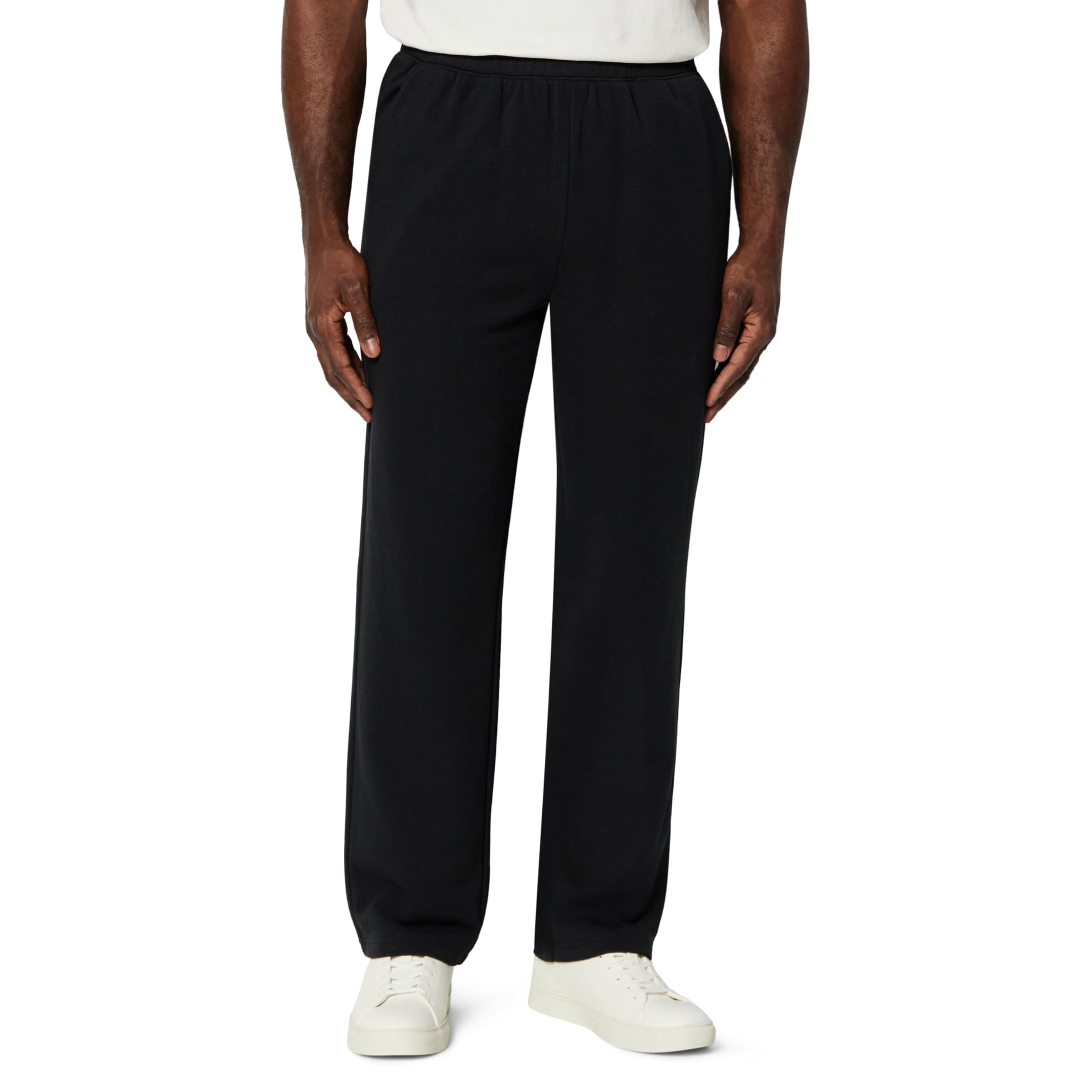Amazon Essentials Men's Regular-Fit French Terry Open-Hem Sweatpants, Black, XXL