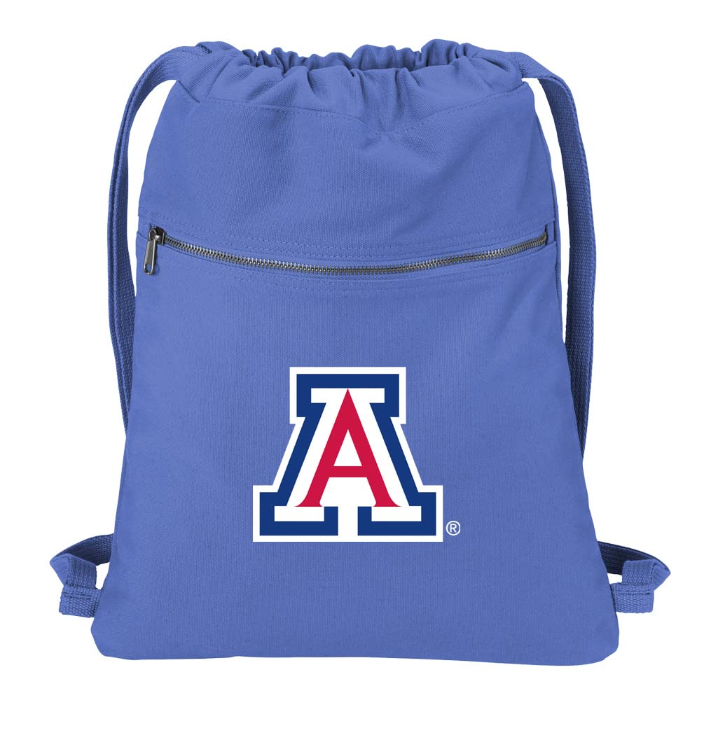 Broad Bay University of Arizona Drawstring Backpack 100% COTTON Arizona Wildcats Cinch Bag (Royal)