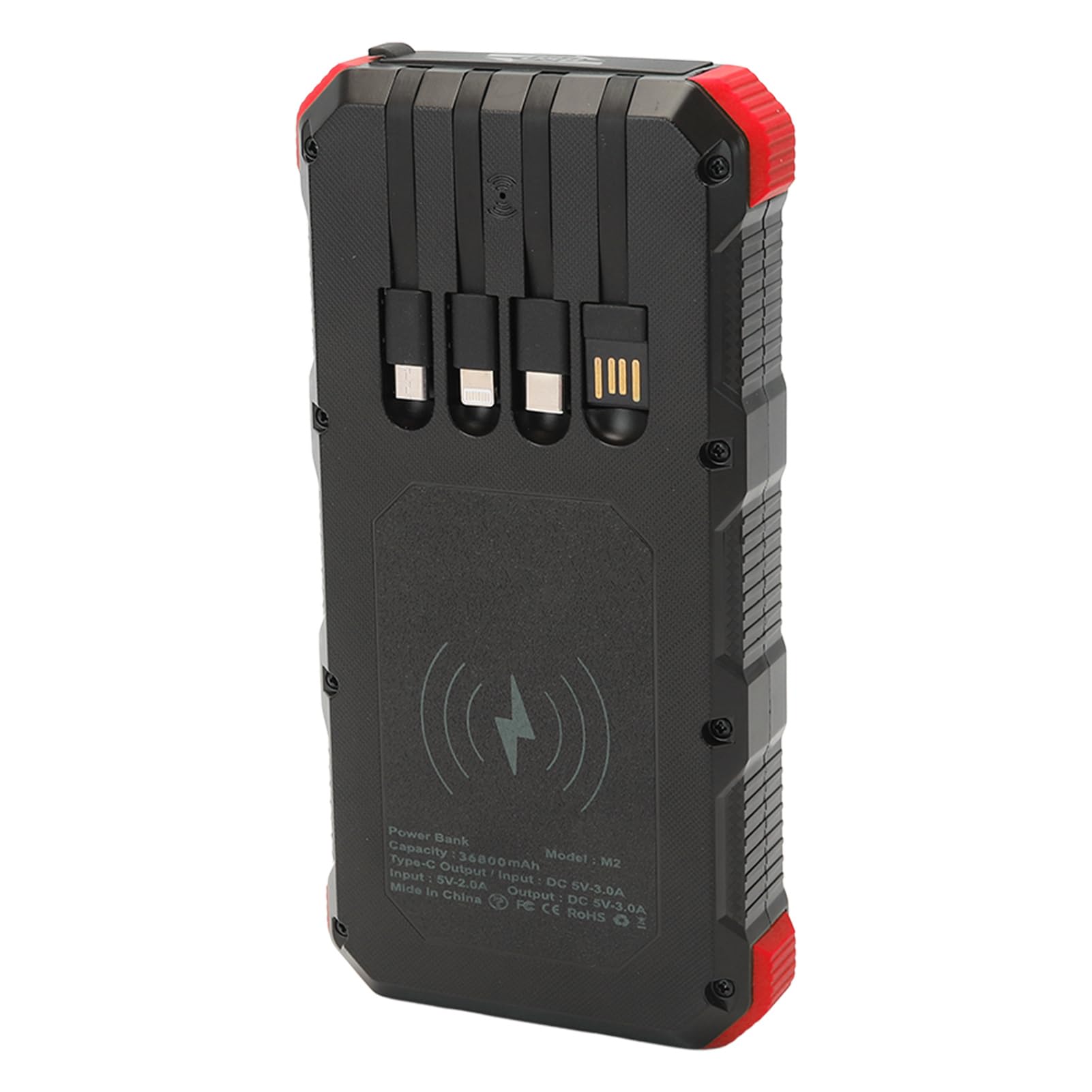 Cargador Solar 36800mAh Banco de Energía Solar de Carga Rápida con Luz LED para Acampar Al Aire Libre 5V 3A Banco de Energía USB para Viajes y Emergencias (Rojo)
