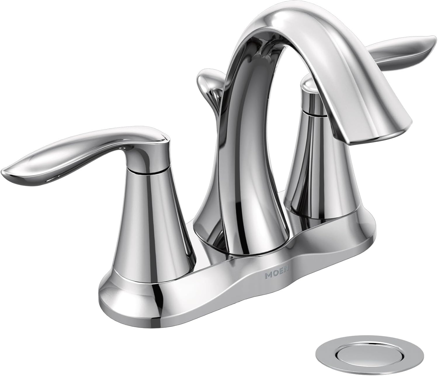 Moen Eva chrome two-handle centerset bathroom faucet with drain assembly