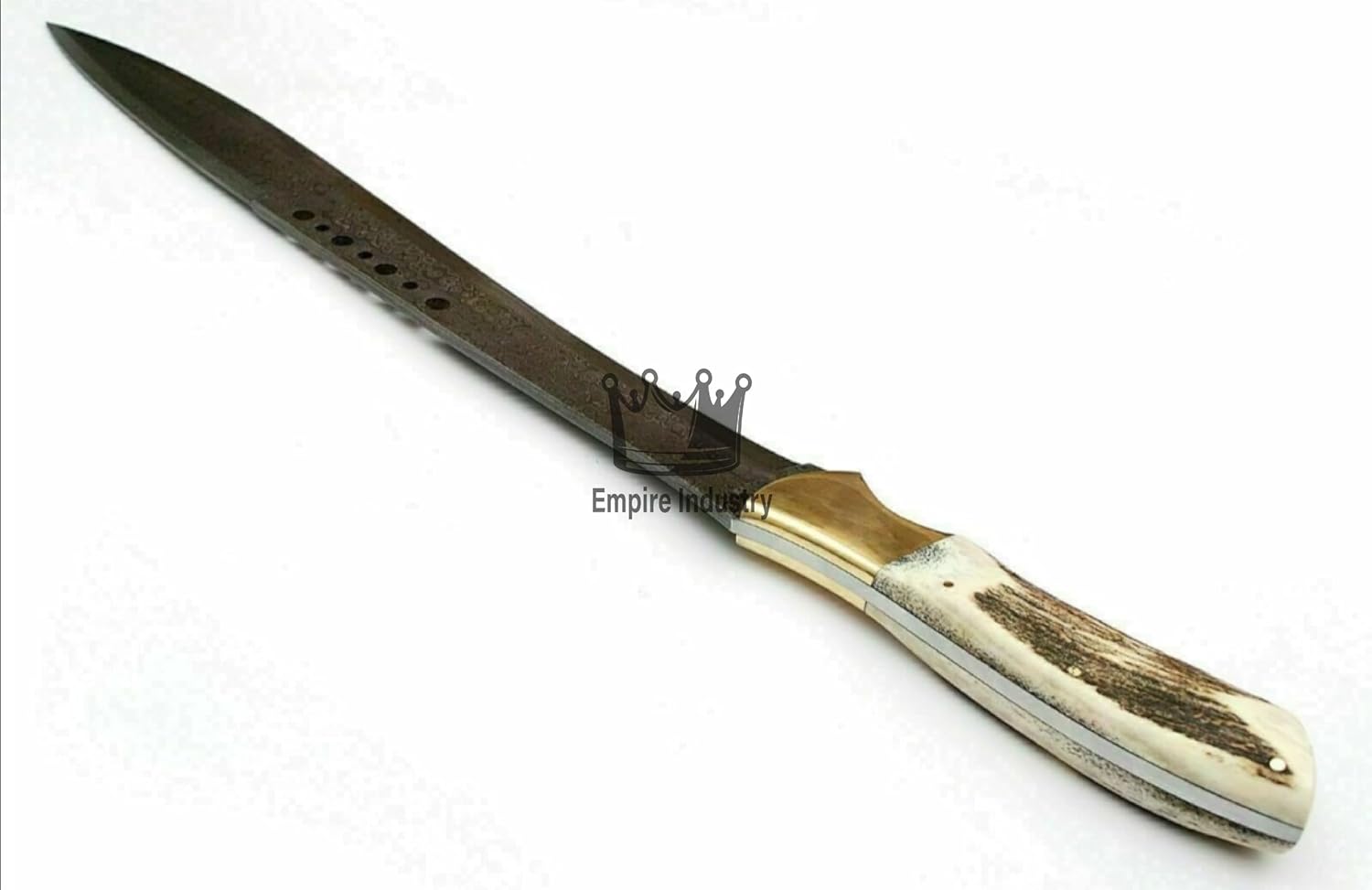 Empire - 30 Inch Long - Sharpe Edges - Handmade Damascus Steel Viking Machete with Sheath - Stag Horn Grip - Hand Forged Full Tang Machete - Best Gift for Him