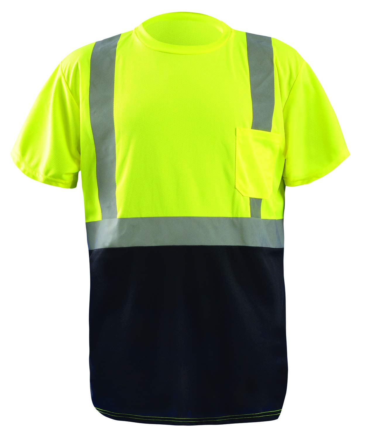 OccuNomix LUX-SSETPBK-YL Classic Standard Short Sleeve Wicking Birdseye Black Bottom T-Shirt, Class 2, 100% ANSI Wicking Polyester Birdseye, Large, Yellow (High Visibility) : Tools & Home Improvement