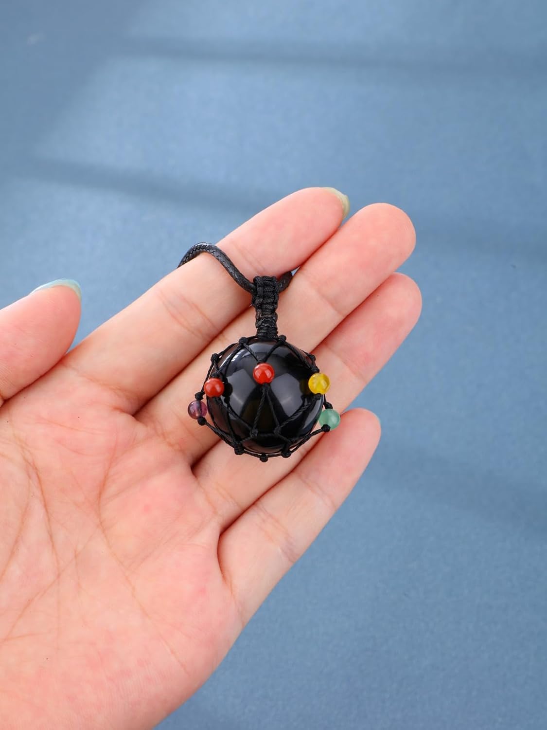 Top Plaza Amethyst Healing Crystal Necklace for Women Lucky Round Stone Natural Chakra Gemstone Pendant Necklace Purple Protection Jewelry Christmas Gifts - Image 5