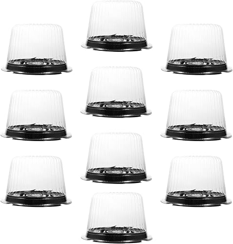 Miniatura 1 de Luxshiny 10 cajas de plástico para magdalenas de 4 pulgadas, cúpula de magdalenas, pastel de luna, caja de contenedor de postre, caja de galletas,