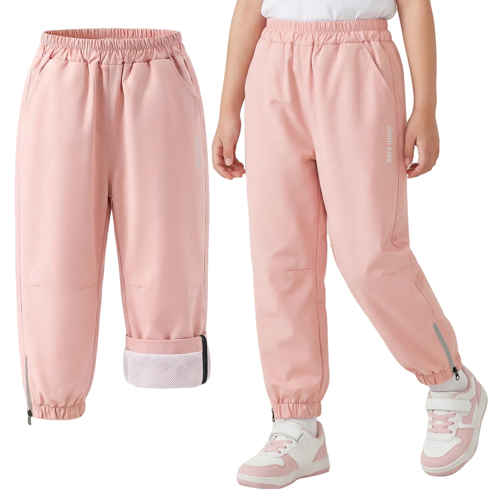 Pantalones de Senderismo con Forro de Malla Transpirable para niños, Pantalón Impermeables Ligeros para Trekking y Actividades al Aire Libre en Primavera y otoño Ropa, 5-14 años