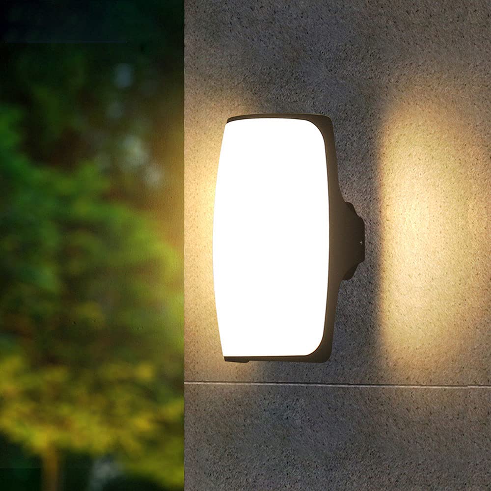 Kinkiet Zewnętrzny Baska Led Ip65 Wodoodporny, Biały Akrylowy Klosz, Czarny Metalowy, Do Montażu Na Ścianie, Oświetlenie Ganku, Zewnętrzne Lampy Ścienne Do Przedpokoju, Patio, Ogrodu/6000 Tys.
