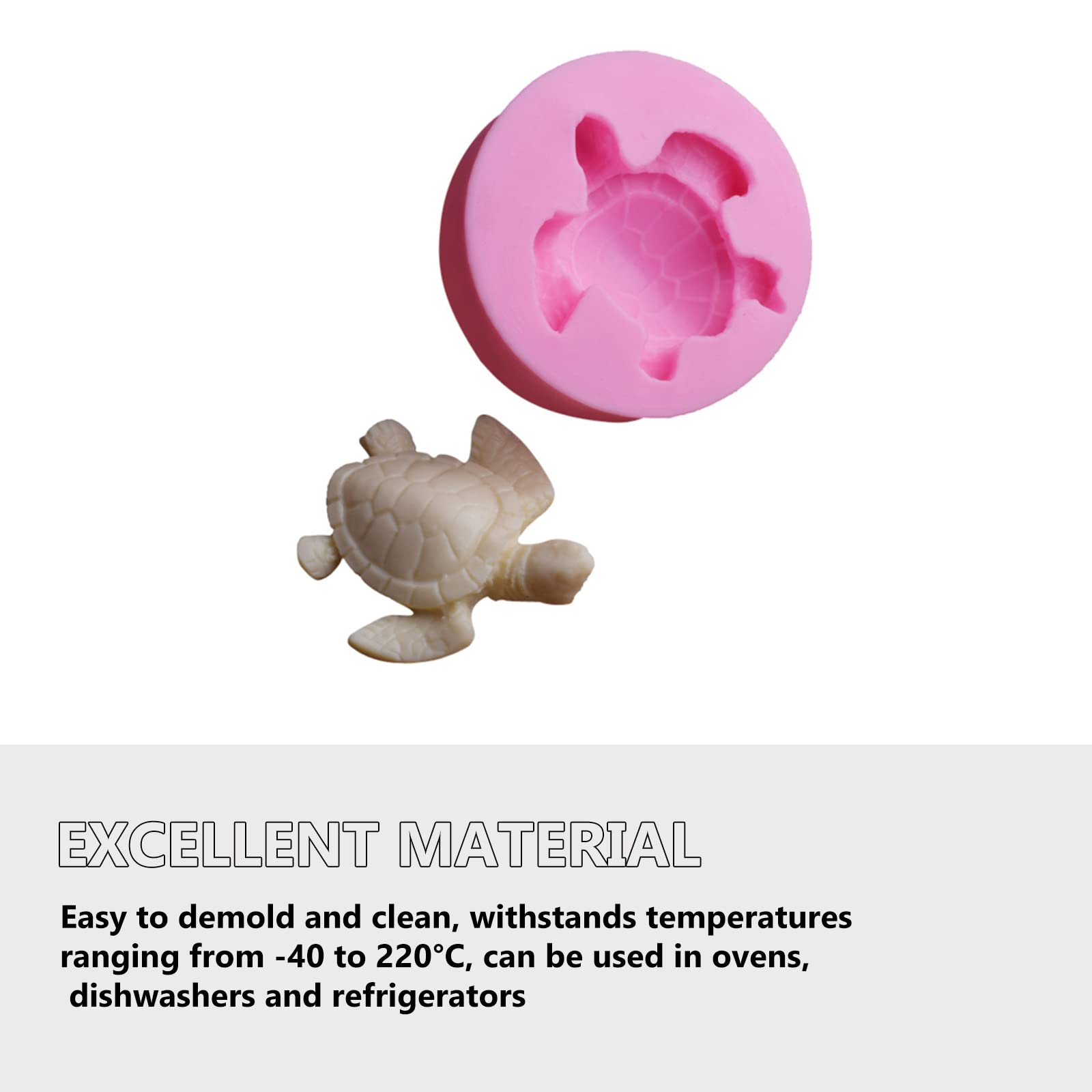 5 Stück Silikon Backform Schildkröte – Tierform 4,7 Cm, Lebensmittelecht, Antihaft, Für Schokolade, Seife & Fondant, Pink