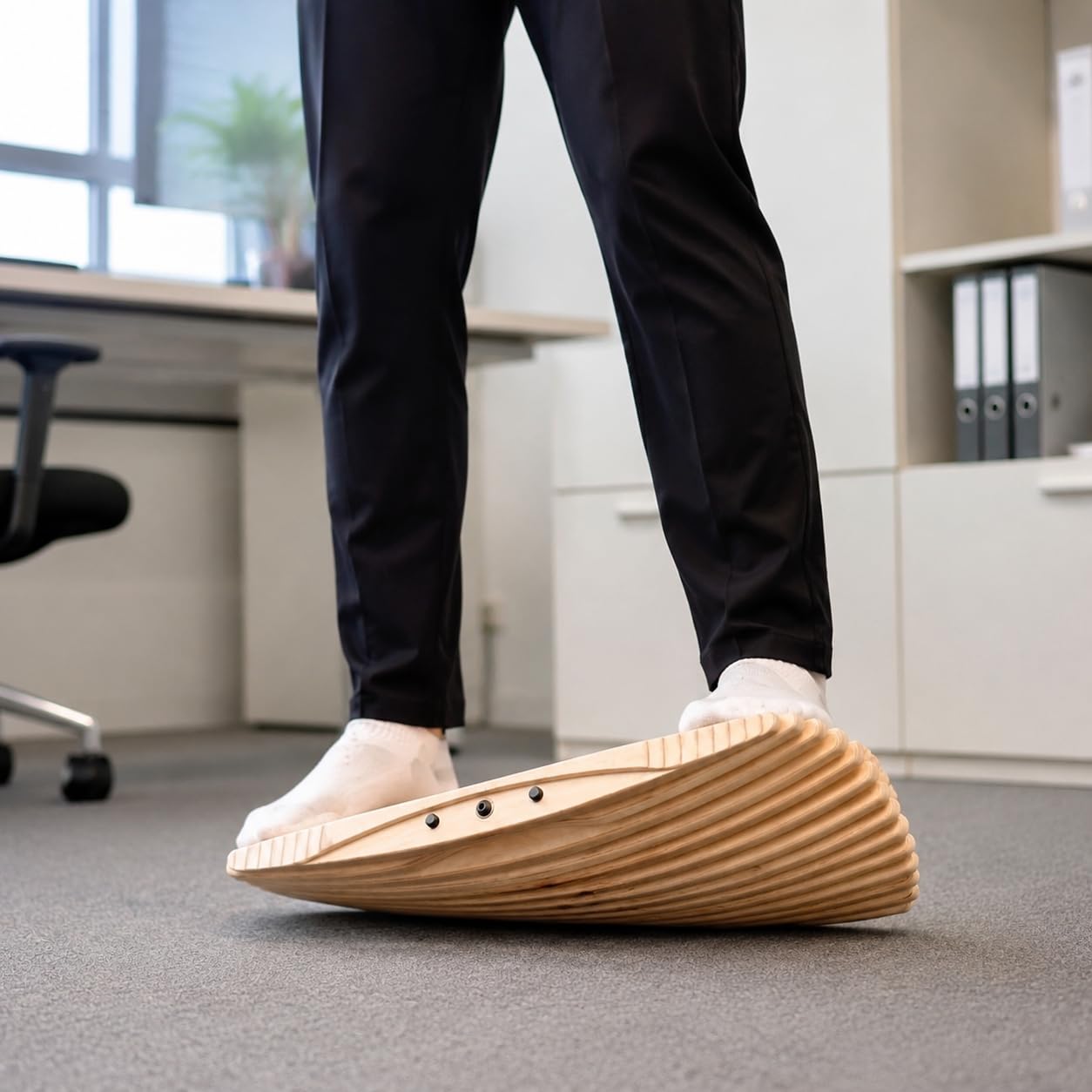 Balance Board in Legno d'Acero, per Scrivania in Piedi e Allenamento, Tavola Propriocettiva per Equilibrio e