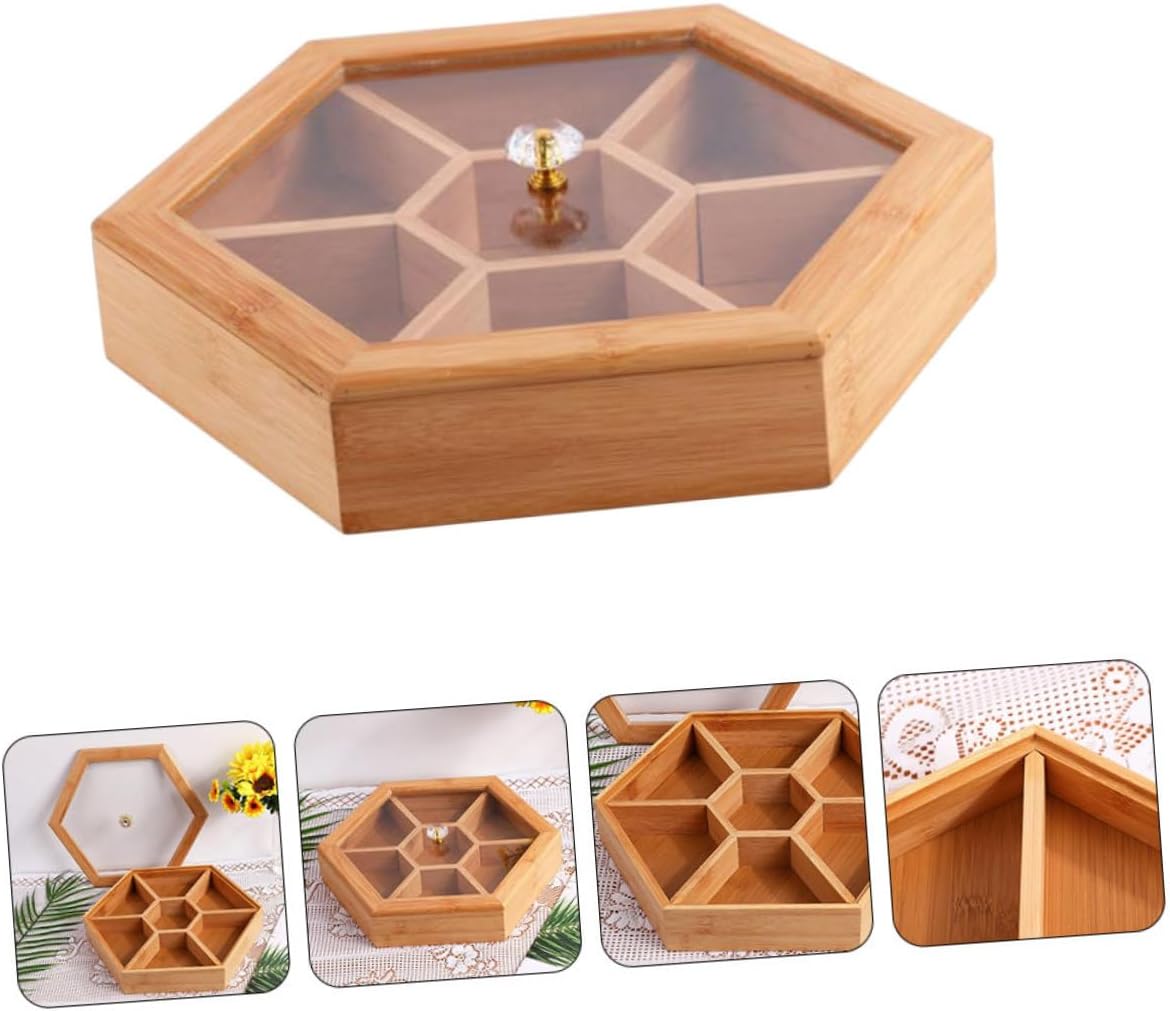 VOSAREA 1pc Wooden Jewelry Storage Box Compartment Decorative Snack Box for Fruit Dry Fruits Desserts Easy to Clean