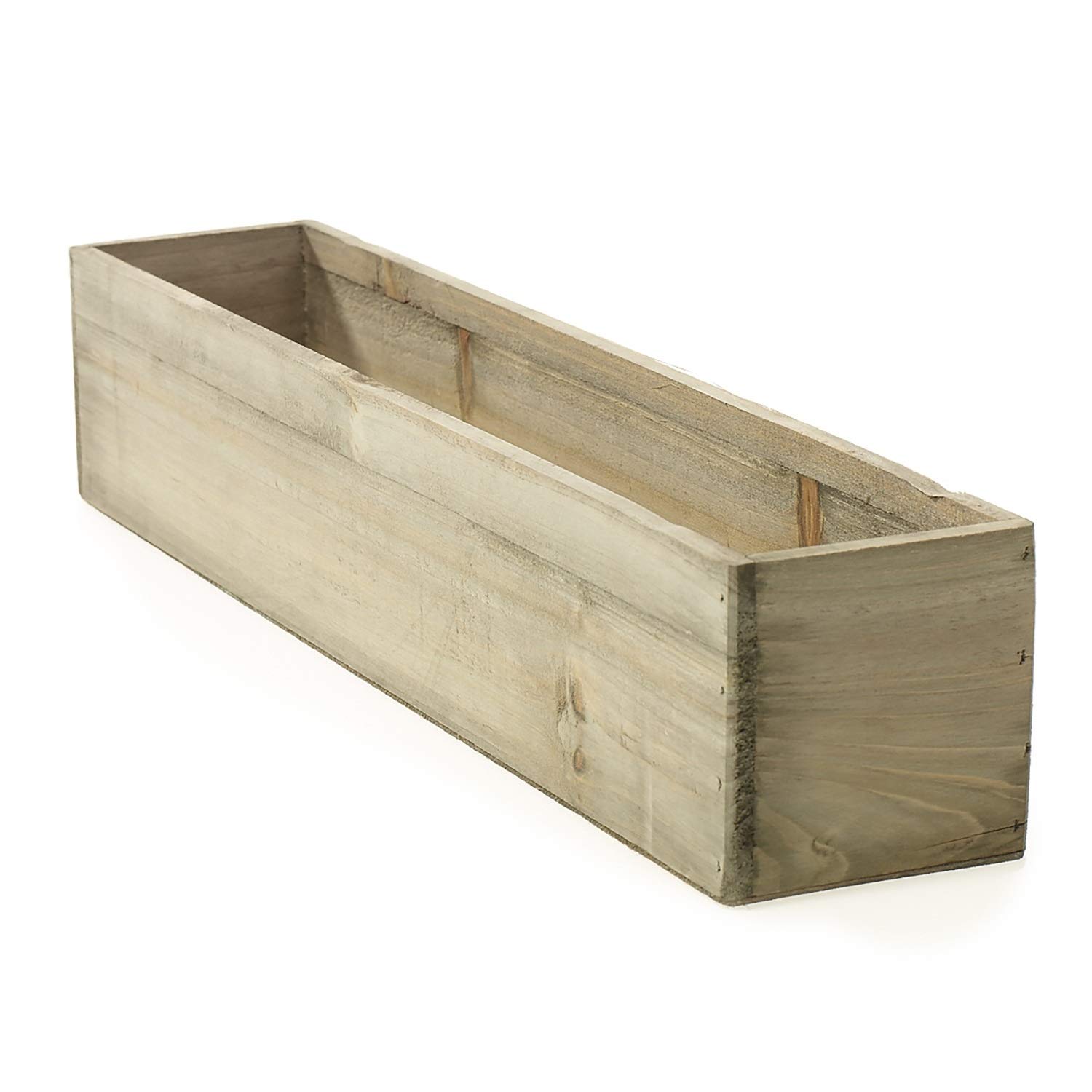 20" Rectangular Rustic Wood Planter with Plastic Liner