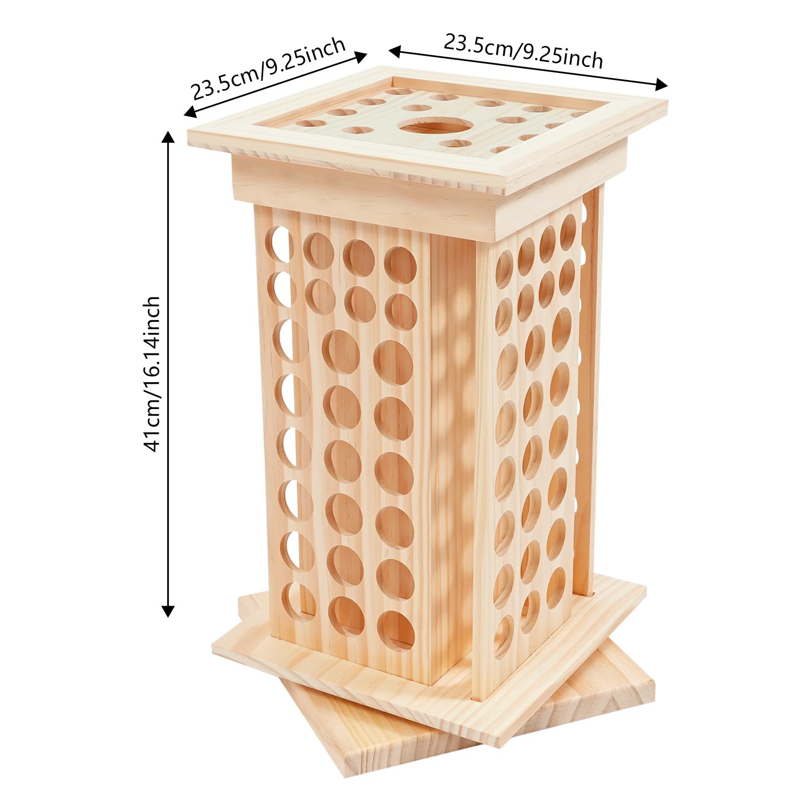 Organisateur rotatif en bois pour huiles essentielles, vernis à ongles, rouges à lèvres, cosmétiques, stain, papier d'essai de parfum avec 125 trous