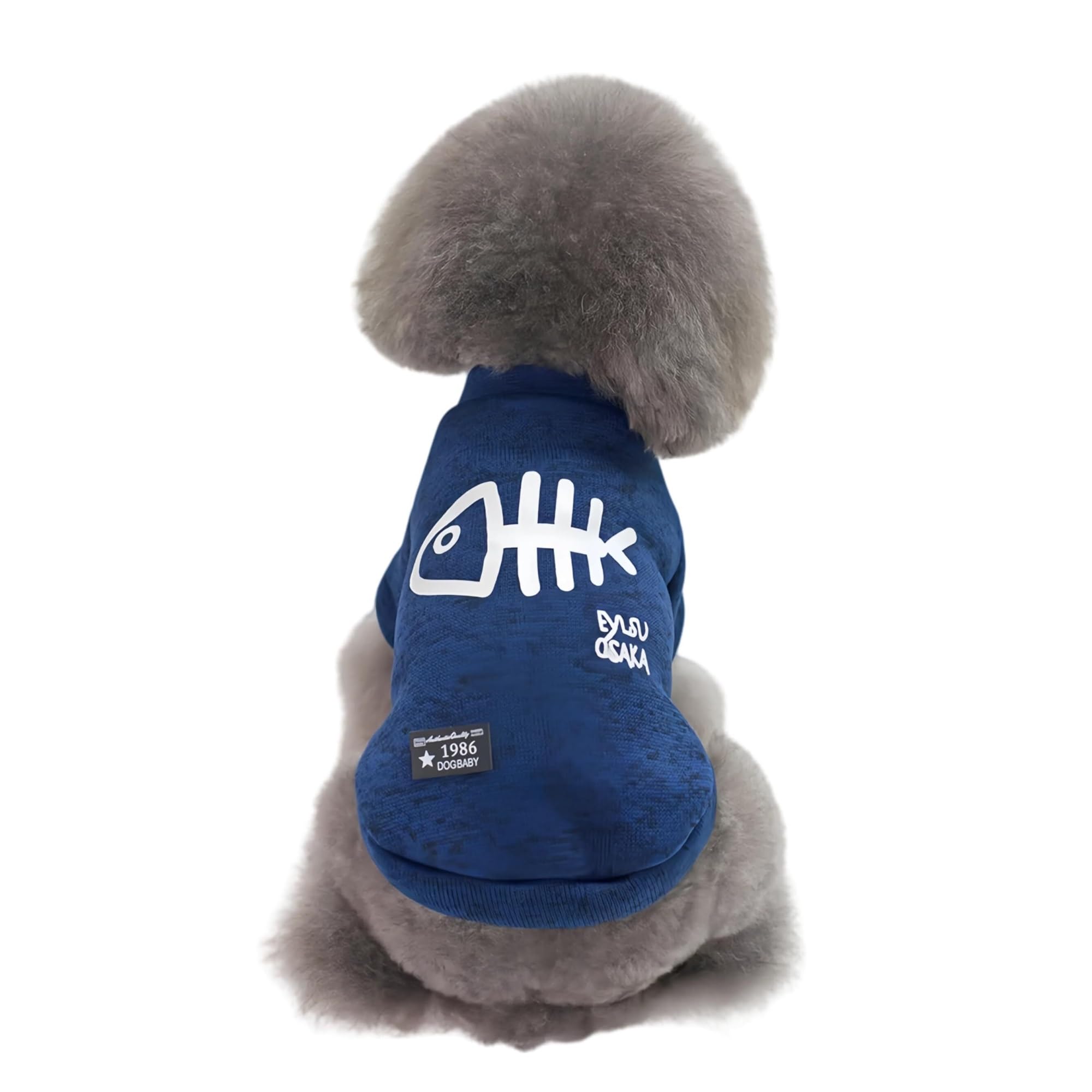 Chemise os de poisson pour chien évitant la surchauffe grâce au tissu respirant bleu et souple
