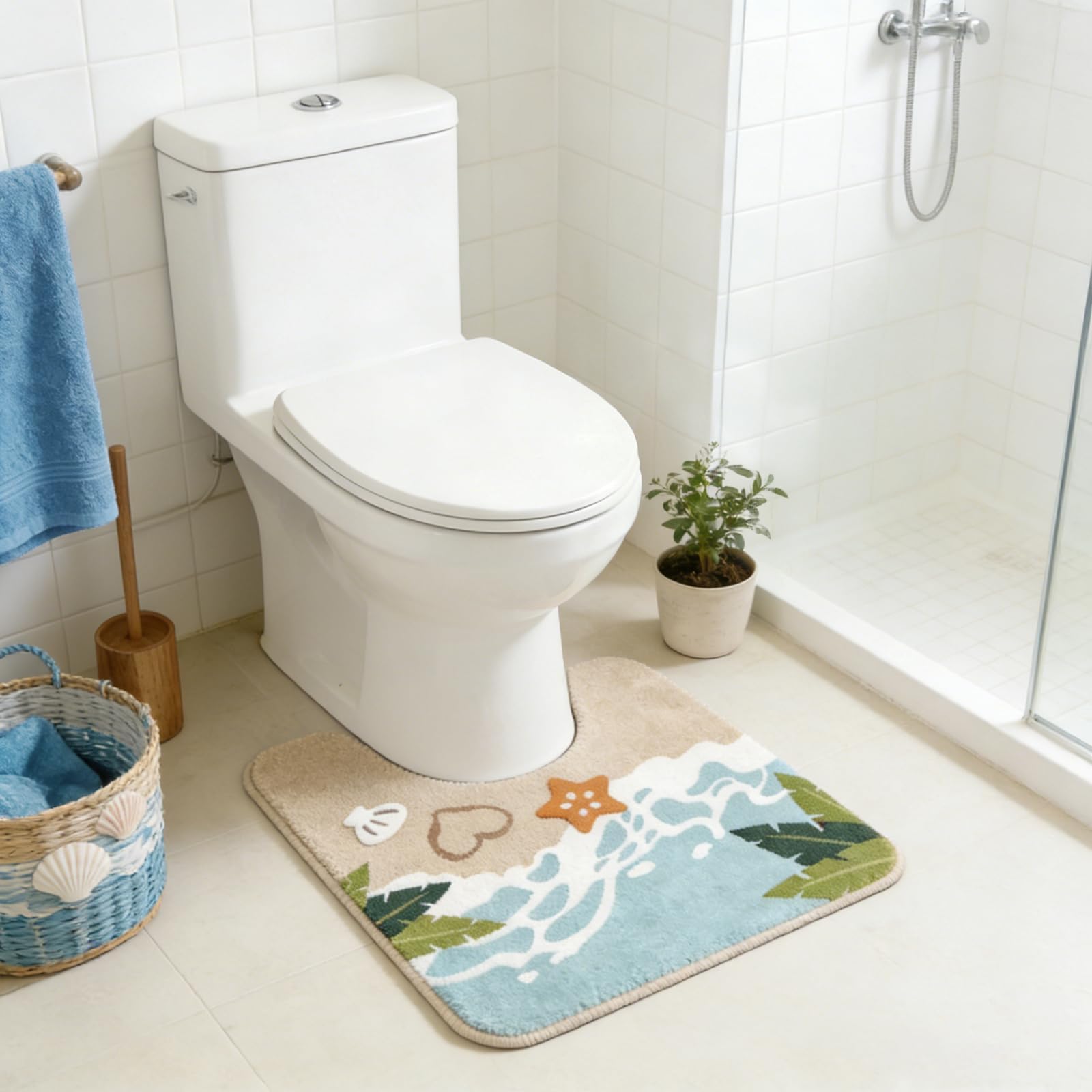 Tapis de salle de bain vagues 50x50 cm Justup antidérapant