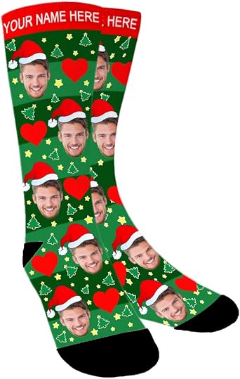 Aolun Custom Photo Socks,Christmas Socks,Personalized Face Socks,Funny Socks Turn Photo into Socks for Men and Women
