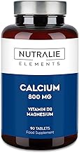 Calcium Magnesium Vitamin D - 800mg Calcium Carbonate - CalciumSupplement with Magnesium and Cholecalciferol - 90 Vegan Tablets Nutralie