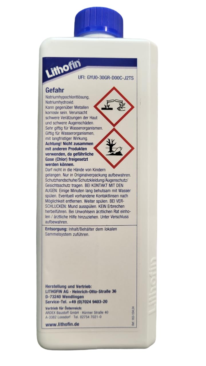 2 x Lithofin MN exterior limpiador para terraza, balcón, peatonal & trayectos – 1 litros – Efecto rápido y Intensivo