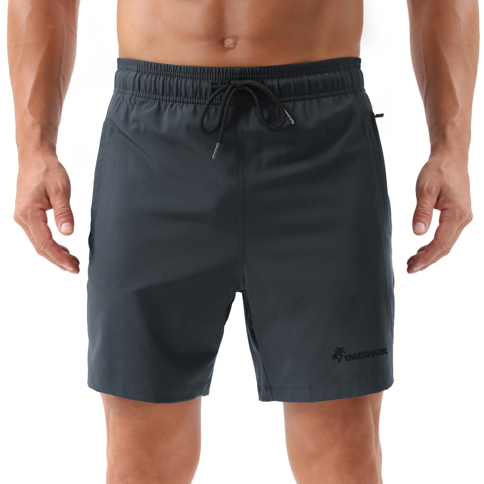 Yageshark Badehose Herren Badeshorts Schnelltrocknend mit Reißverschlusstasche Sommer Atmungsaktiv Wasserabweisend Strandshorts Männer mit Mesh-Futter und Verstellbarem Tunnelzug