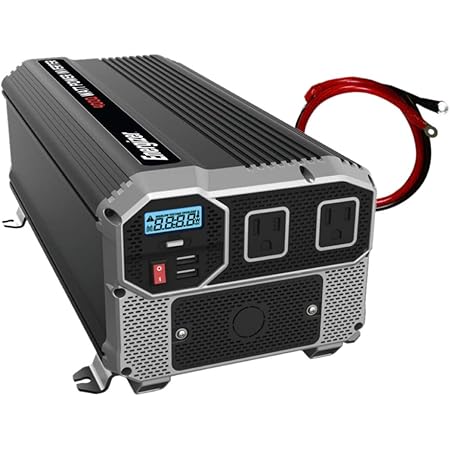 Energizer 4000 Watts Power Inverter, 12V to 110 Volts Modified Sine Wave Car Inverter, Dual AC Outlets, 2 USB Ports 2.4A ea and Hardwire Kit, Battery Cables Included - METLab Approved Under UL STD 458
