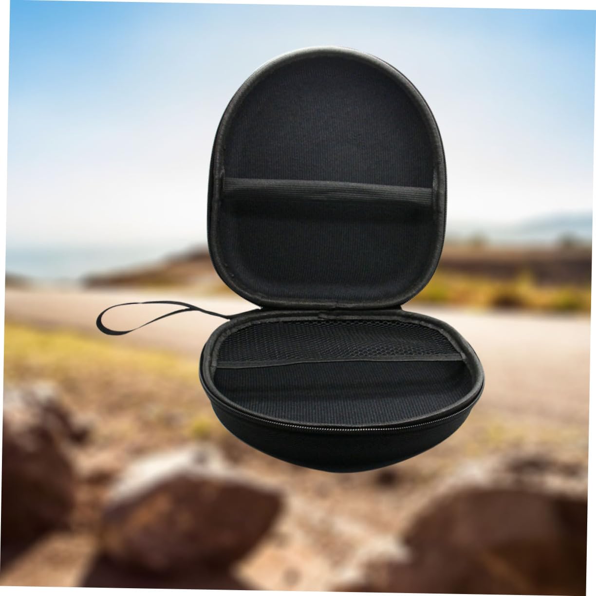 HOMSFOU 2stücke Kopfhörer Aufbewahrungstasche wasserdichte Hardcase Box Außenmaterial Zum Schutz Von Kopfhörern Inklusive Netzbeutel Für Kabel Schwarz