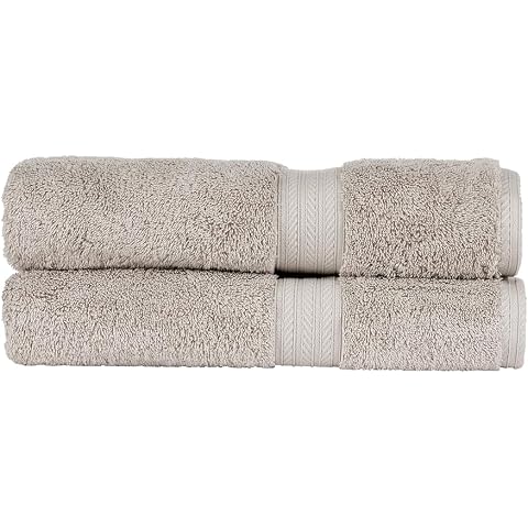 Christy Renaissance 2 Bath Towels Set | Dove Grey | 100% Egyptian Cotton Pile | Luxuriously Soft and Super Absorbent | 675 GSM | Plush Fluffy and Long Lasting
