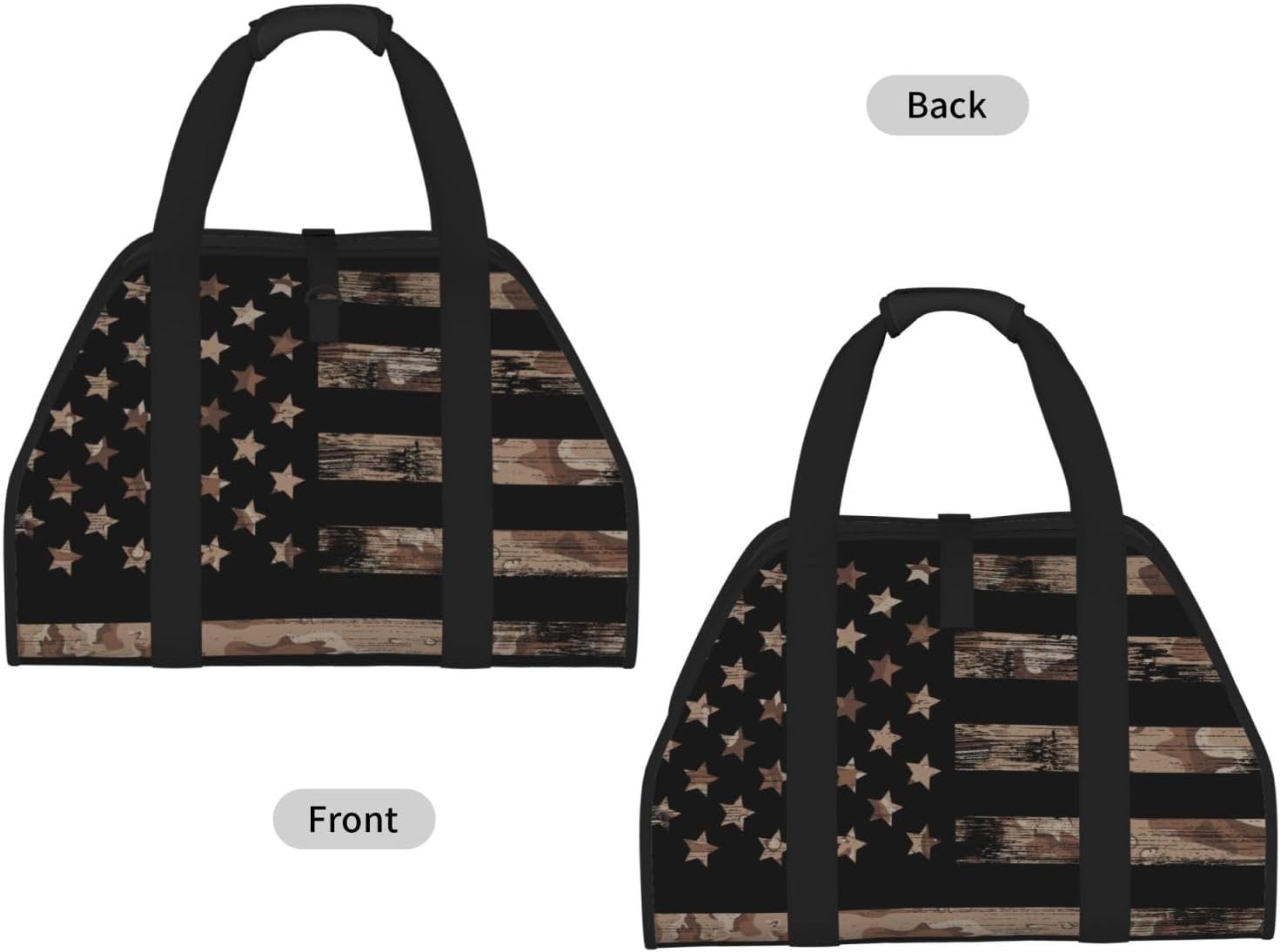"Camo American Flag Desert Camouflage Heavy Duty Firewood Carrier Bag - Large Oxford Wood Log Tote, Stylish & Waterproof Firewood Holder with Reinforced Handles for Indoor, Outdoor, Camping & RV" image 2