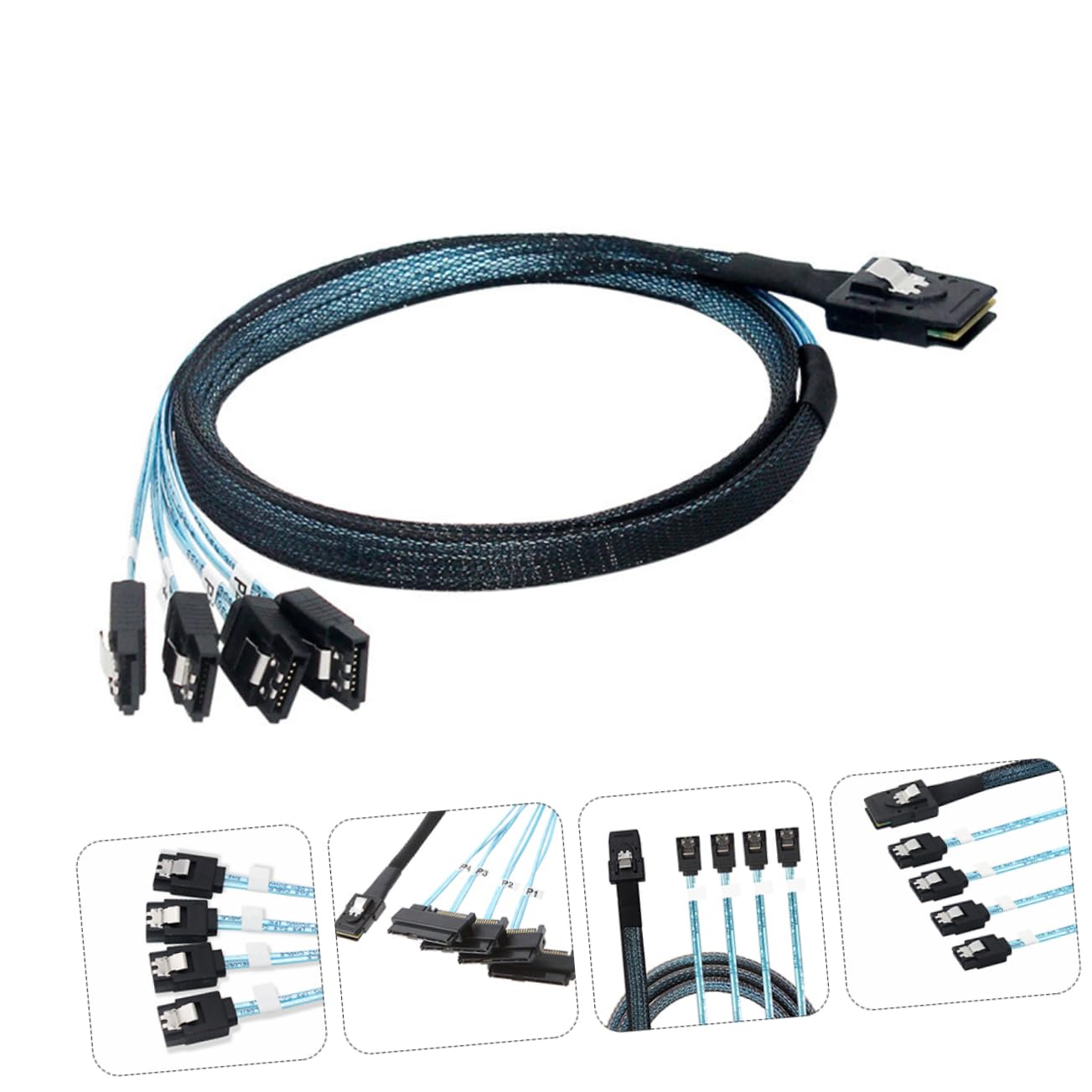 Artibetter Câble Mini Sff-8087 vers 4 Ports Serial Ata 0,5 M en Cuivre Noir
